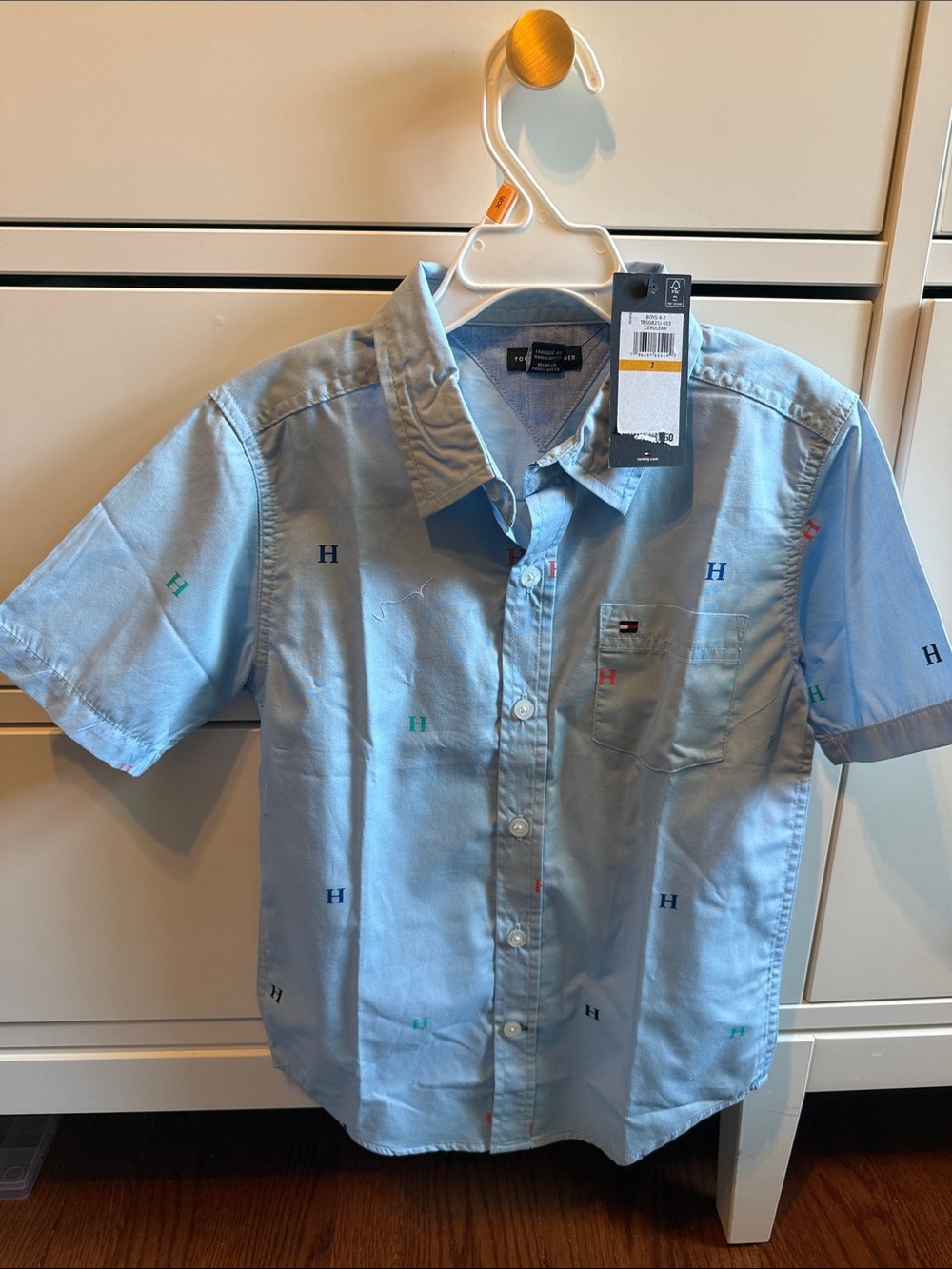 Tommy Hilfiger Light Blue Embroidered Short Sleeve Shirt - Kids